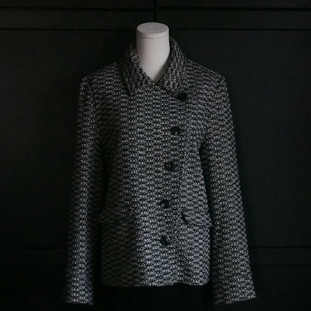 La Mode Super | Vintage 80s Wool Blend, Black & White Tweed Jacket